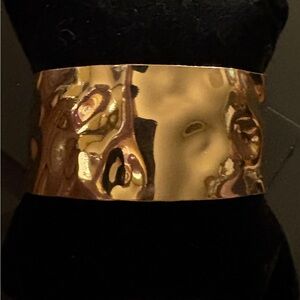 Gold Hammered Cuff Bracelet & Thin Bangle Bracelet
